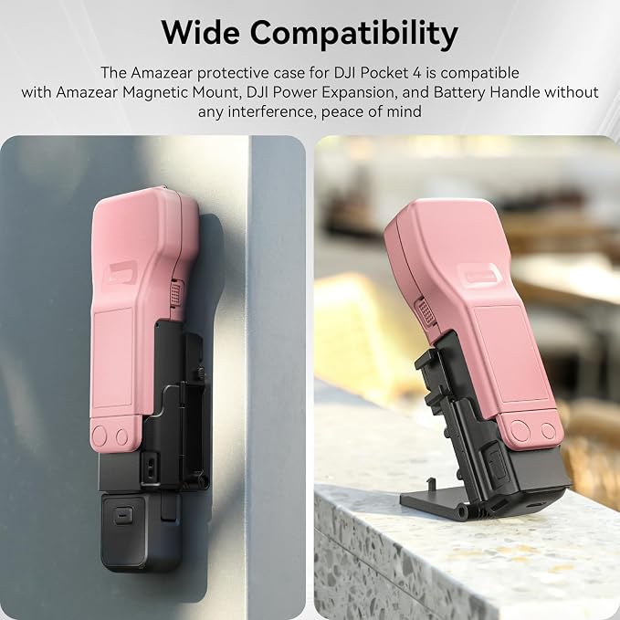 AMAZEAR Gimbal Screen Protective Cover for DJI OSMO Pocket 4/3/Xtra Muse, Pocket4 Accessories Portable Lens Cap Hard Case with Soft Lining for Carry/Protection/Storage, Quick Open/Close, Light-Pink - Image 6