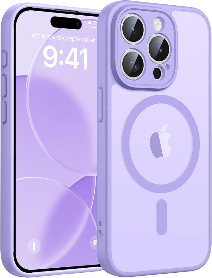 FNTCASE for iPhone 13 Pro Max Case, Fit for Magsafe, Full Camera Protection | Translucent Matte Magnetic Phone Back, 14FT Military Grade Drop Proof, Slim Shockproof Protective Cover, Light Purple by FNTCASE
