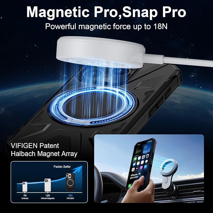 iPhone 16 Pro Max Case, Magnetic Case with 360° Ring Holder,iPhone 16 Pro Max Rotatable MagSafe Ring for iPhone 16 Pro Max Cover Grip Stand Kickstand Military-Grade Case for iPhone 16 Pro Max,6.9 inch - Image 2