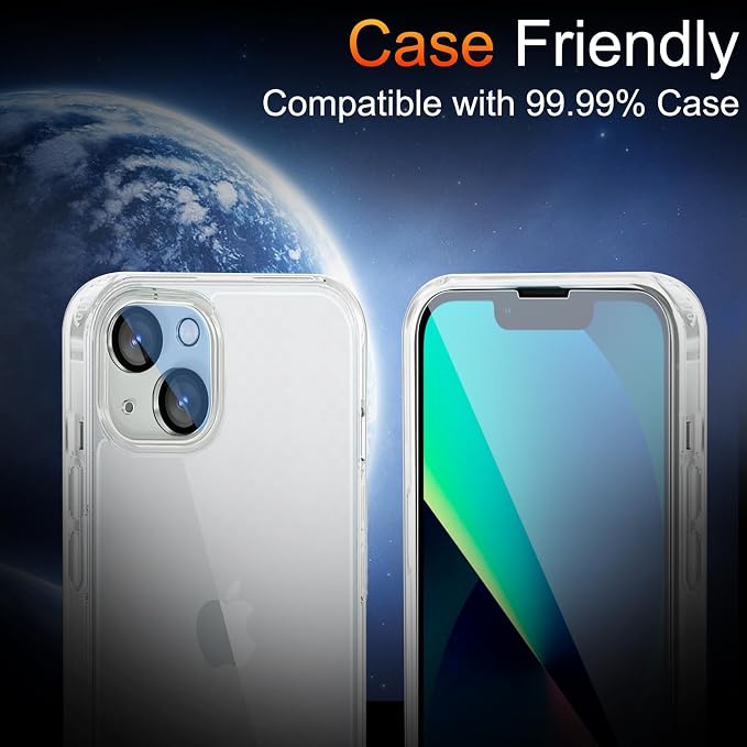 TZGZT 3 Pack Screen Protector for iPhone 13, Tempered Glass, Case Friendly | 9H+ Hardness, Military Grade Shatterproof, Anti-Scratch, HD, Easy Installation, Bubble Free, Include Camera Lens Protectors - Image 7