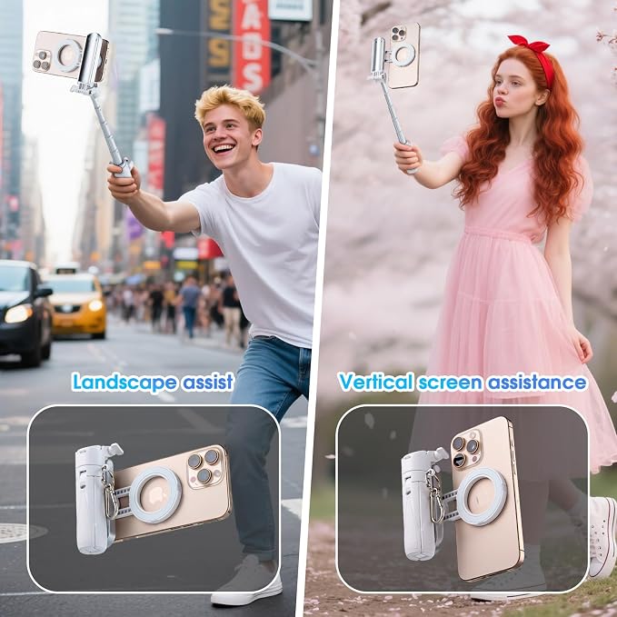 Magnetic Tripod for Phone,2 in 1 for Magsafe Stand＆ Clip Portable Pocket Size Selfie Stick for Android/iPhone,Phone Holder with Wireless Rechargeable Remote Control for Photography, Live Streaming - Image 6