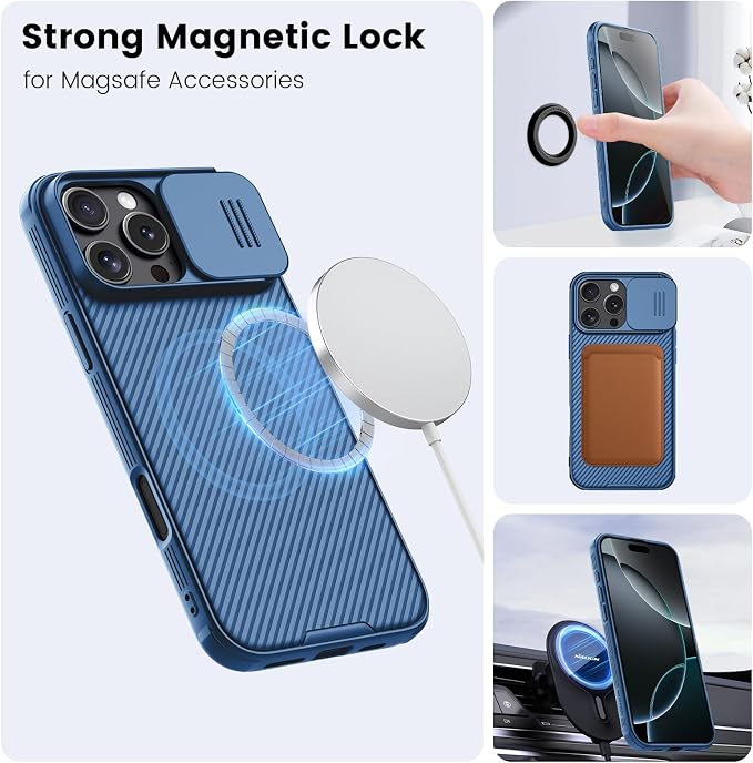 Nillkin Magnetic for iPhone 16 Pro Case, Upgraded Slide Camera Cover, Compatible with Magsafe, Slim Shockproof Protective Phone Case for 16 Pro 6.3 inch, Blue - Image 2