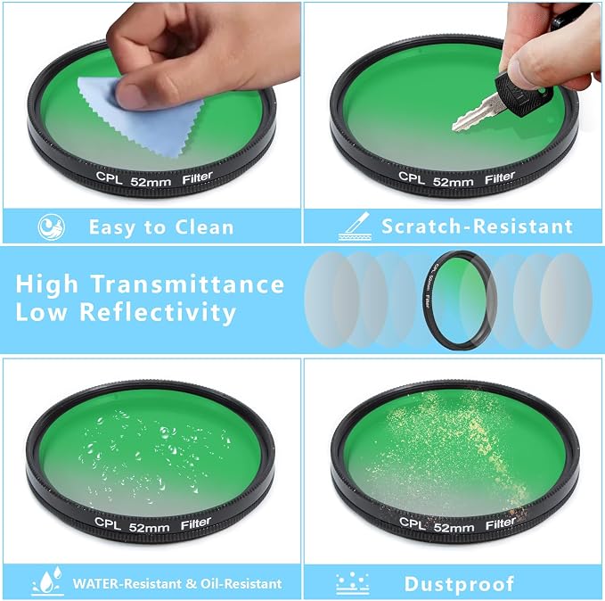 52MM CPL Filter - Clip-on Circular Polarizer Lens Filter, Ultra Slim Multi-Coated, Compatible with iPhone 15 14 13, Samsung, Google Pixel & Other Smart Phones - Image 3
