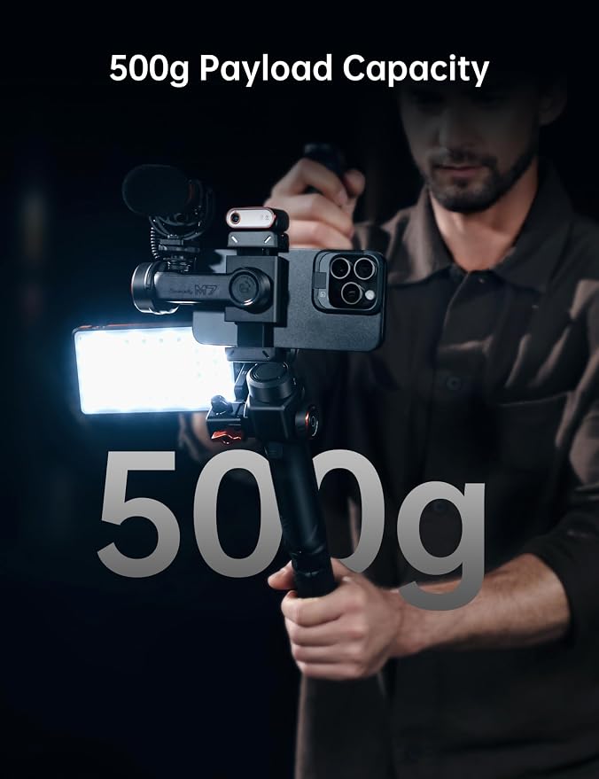 Hohem iSteady M7 Smartphone Gimbal Stabilizer, AI Tracking Sensor with Fill Light, 1.4" Full Color Detachable Touchscreen Remote Control, Built-in Extension Rod, 3-axis Phone Gimbal for iPhone Android - Image 6