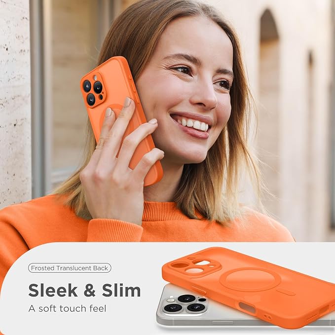 CAPRARO for iPhone 16 Pro Case, Compatible with MagSafe | Upgraded [Full Camera Protection] Protective Translucent Matte Women Girl Magnetic Phone Case Cover, Orange Yellow - Image 7