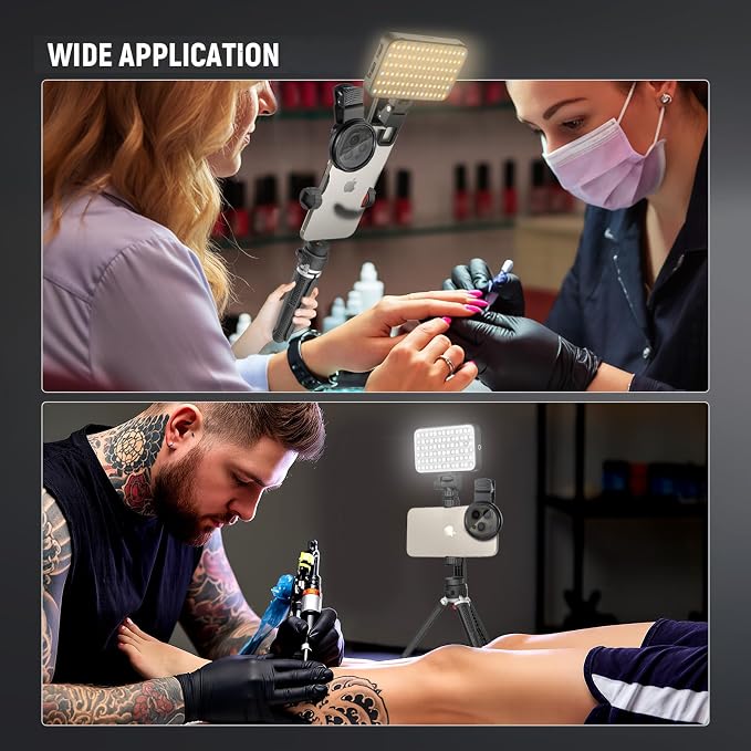 LED Selfie & Tattoo Light with 52MM CPL Filter Lens 360° Rotatable Clip Tattoo Equipment/Tripod Stand/Phone Holder,Fill Lighting Remove Reflection for Art Food Jewelry Photography Video Recording - Image 3