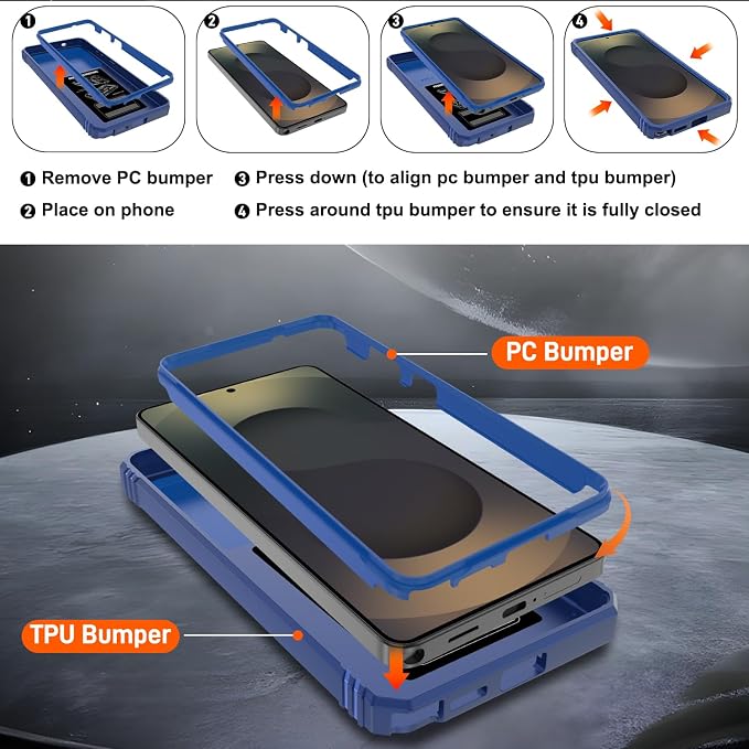 Gritup for Samsung Galaxy S26 Ultra Case: 2*Screen Protector | Slide Camera Cover | Build in 360° Rotating Ring Kickstand | Military Grade Protective Cover for Samsung S 26 Ultra, Blue - Image 4