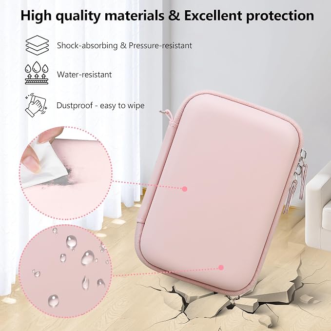Carrying Case Compatible with Fujifilm Instax Mini EVO Instant Camera, INSTAX MINI EVO Camera Storage Holder Travel Bag with Mesh Pocket for Photos, USB Cables, Film, Pink - Image 5