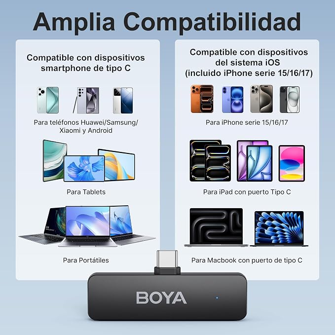 BOYA BY-V4U Wireless Lavalier Microphone for iPhone 17/16/15 Series Type C Smartphone with Charging Case, 4-Channel Mono Output, Omnidirectional Noise Cancelling Lapel Mic for Video Recording Podcast - Image 6