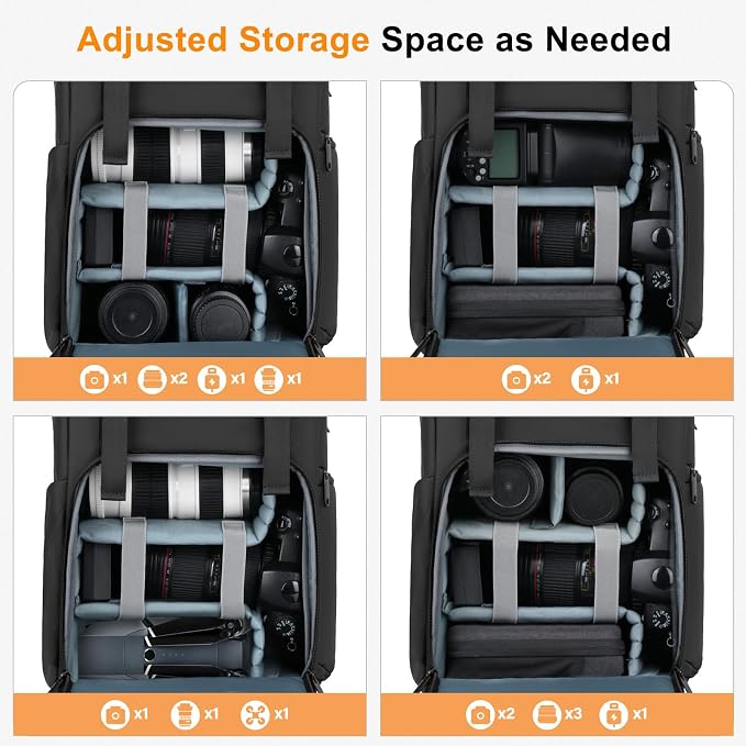 MOSISO Camera Backpack, DSLR/SLR/Mirrorless Camera Bag with Top Flap Pocket | Photography Backpack with 15-16 inch Laptop Compartment&Tripod Holder&Rain Cover Compatible with Canon/Nikon/Sony, Black - Image 2