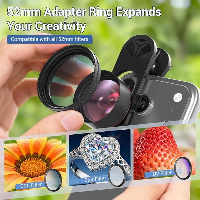 35X Macro Lens Kit for Smartphone with CPL Filter, HD Magnifier Photography Lens with Universal Lens Clip, Phone Camera Lens Attachment for iPhone 17/16/15/12/11 Samsung & Android Phone - Image 6