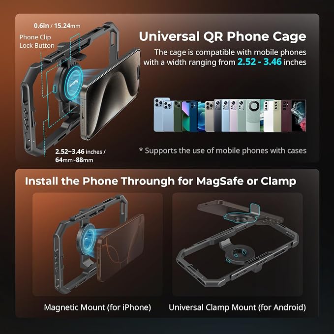 SmallRig Pro Phone Stabilizer Video Rig Kit, All-in-One Creator Bundle with LED Light, Mic,Table Tripod, Dual Handles for Live Streaming, for Creator, for iPhone 17/16/15 Pro, Android - Image 3