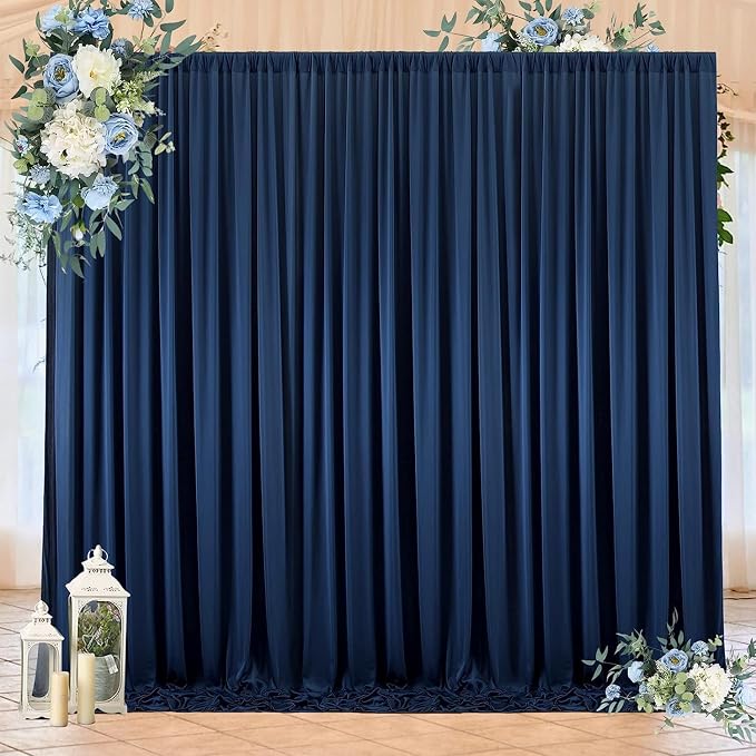 50ftx10ft Wrinkle Free Navy Blue Backdrop Curtains for Parties, 10 Panels 5x10ft Silky Polyester Blue Photo Backdrop Drapes for Weddings Birthday Party Graduation Photography Background Curtains - Image 6
