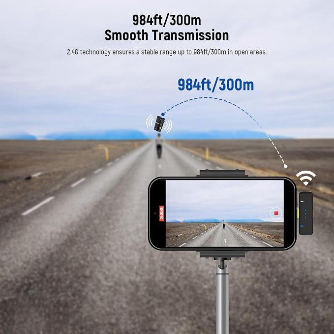 NEEWER KM15 Wireless Lavalier Microphone System Compatible with iPhone Android Phone PC Computer, Mini USB C Noise Cancelling Lapel Mic, 300m Range 48KHz/24Bit 9H Battery for Video Recording Streaming - Image 7