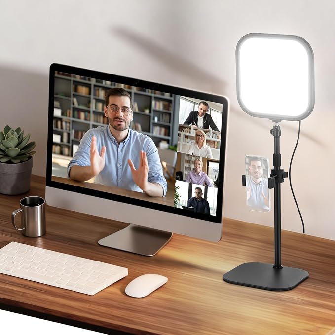 NEEWER Basics 10.8" Video Conference Lighting, 15W Bi Color Edge Lit Full Screen CRI95+ Ring Light with Desk Stand & Phone Holder for Webcam Meeting Streaming Computer Laptop Zoom Calls by Neewer