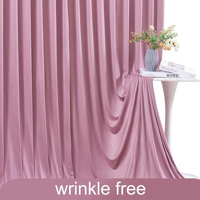 4 Panels Dusty Pink Backdrop Curtain for Parties Wedding Wrinkle Free Pink Photo Curtains Backdrop Drapes Fabric Decoration for Birthday Party Baby Shower 20ft(W) x 10ft(H) - Image 6