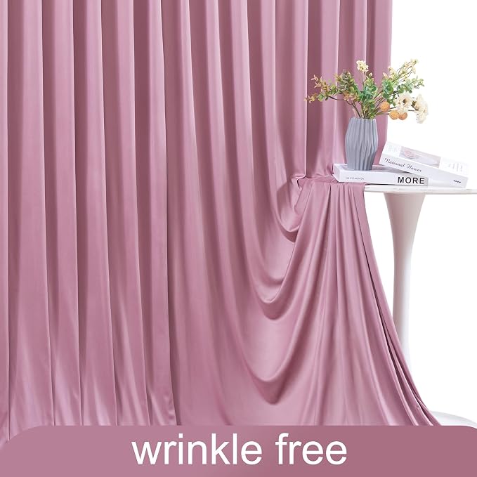 8 Panels Dusty Pink Backdrop Curtain for Wedding Parties Wrinkle Free Pink Photo Curtains Backdrop Drapes Fabric Decoration for Birthday Party Baby Shower 40ft(W) x 10ft(H) - Image 6