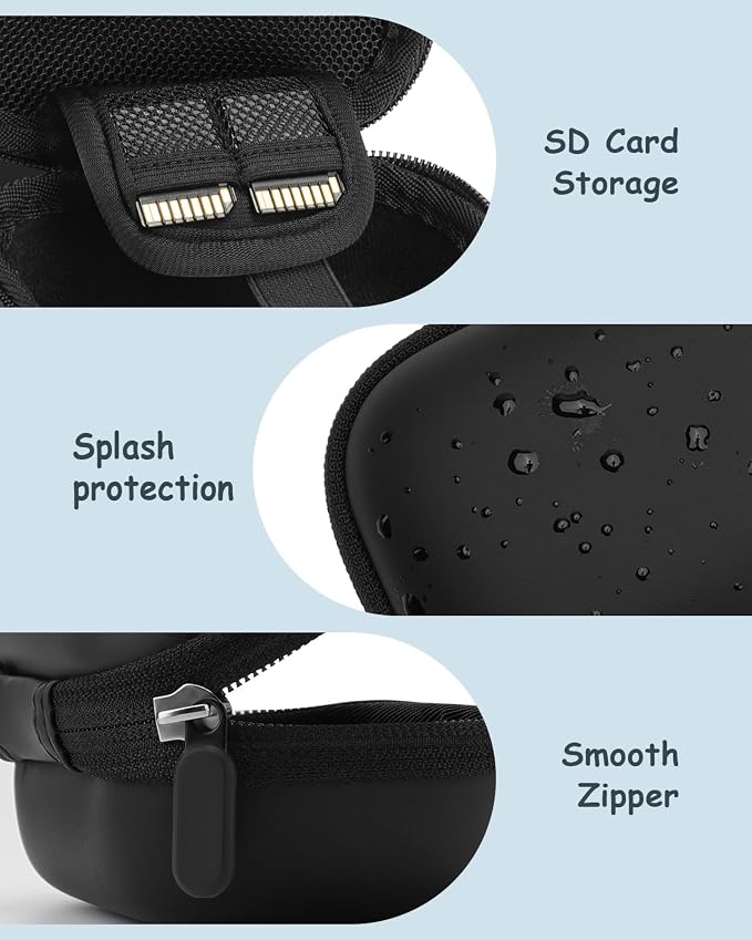 SQERO Camera Case for Digital Camera CAMKORY DC403 FHD 1080P/ KODAK PIXPRO FZ55/ FZ45/ STUOGYUM DC402-AF, SD Card Storage Travel Carry Case Bag (Black) | SD Card Storage Travel Carry Cute Case Bag Small, Anti-Shock Dot Protection - Image 3