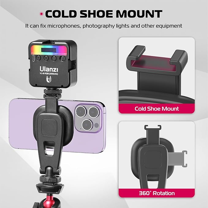 ULANZI Magnetic iPhone Tripod Mount MA23, Magnet Phone Holder Adapter Tripod Attachment Compatible with MagSafe Only for iPhone 12 13 14 15 16 Plus Pro Max All Series | Cold Shoe Mount for Tripod Attachment, Magnet Phone Holder w 360° Rotation 1/4'' Sc... - Image 5