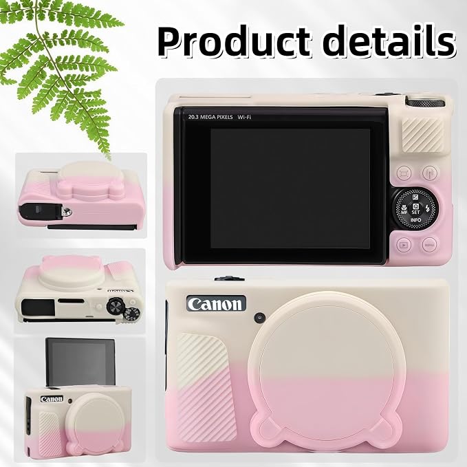 Camera Case for Canon PowerShot SX740/ SX730 Digital Camera, SX740 HS Case | Soft Silicone Protective Case Removable Lens Cover, Comes with 2 Screen Protectors and 1 Wrist Strap. (Beige-Pink) - Image 5