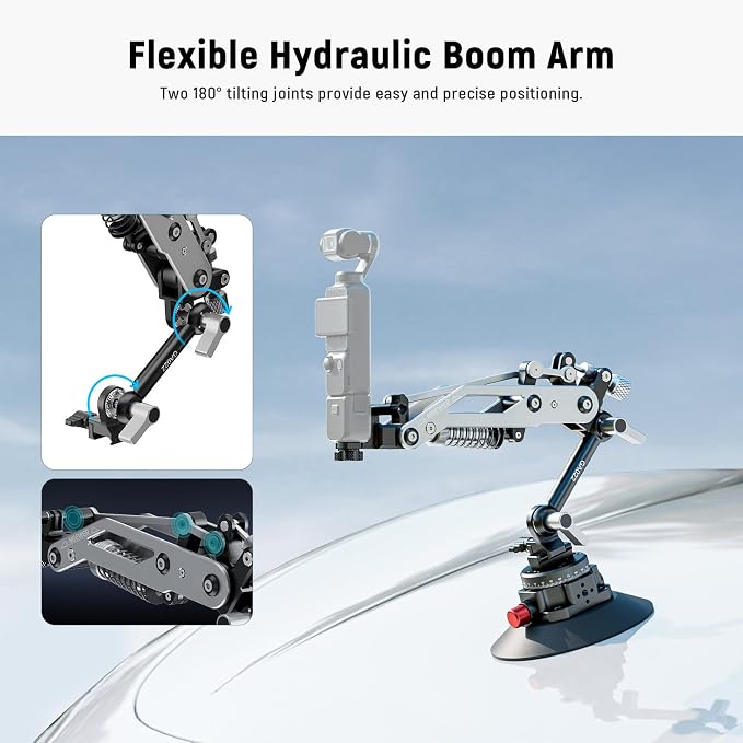 NEEWER Vacuum Suction Cup Car Mount for Action Camera w/Hydraulic Boom Arm | NATO Rail, Compatible with DJI Osmo Pocket 3 Insts360 X5 X4 X3 Hero Adapter Holder, 18oz/500g Max Load, GA022 - Image 5