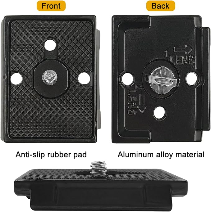 2 Pack Quick Release Plate, Tripod Quick Release Adapter Compatible for Manfrotto 200PL-14 QR Cameras Tripod, Camera Mounting Adapter with 1/4" and 3/8" Screws Ball Head Parts Replacement Adapter - Image 2