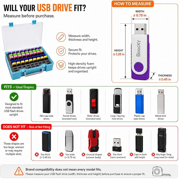 FULLCASE Flash Drive Case USB Memory Stick SD Card Storage Organizer- Holds 104pcs Thumb Drive Electronic Accessories Holder for Sandisk/for Samsung/for Inland/for PNY/for Netac (Aqua Blue) - Image 2