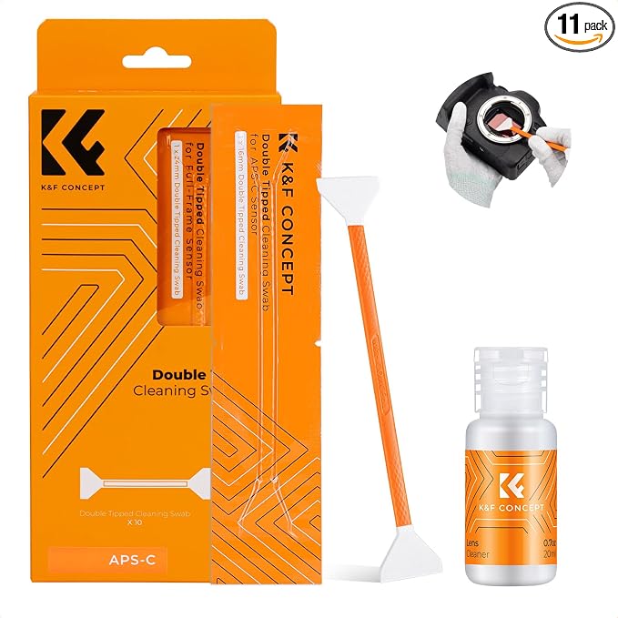 K&F CONCEPT Double-Tipped APS-C Sensor Cleaning Kit with Sensor Cleaner | New Double-Tipped Design Swabs,Vacuum Sealed,Soft and Flexible,20ml Lens Cleaner,Gentle Cleaning Liquid, Easy to Carry,MA05 by KFCONCEPT