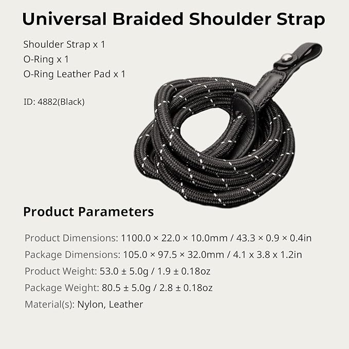 SMALLRIG Rope Camera Neck Shoulder Strap, Adjustable Braided Shoulder Strap with O-Ring and Leather Pad - Image 8