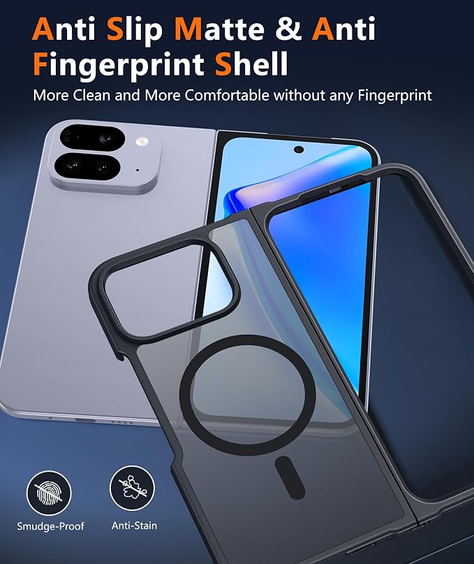 FNTCASE for Google Pixel 10 Pro Fold Case, Fit for Magsafe, Translucent | Matte Back, Strong Magnetic Charging, Slim, Tough, 14FT Military Grade Drop-proof, Anti Slip, Anti Fingerprint, Black - Image 5