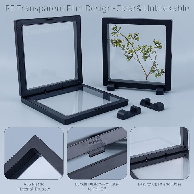 Framendino, 4 Pack Black 3D Floating Frame Display Case 5.5 x 5.5 x 0.8 Holder Stands Jewelry Storage Box for AA Medallion Shells Gems - Image 6