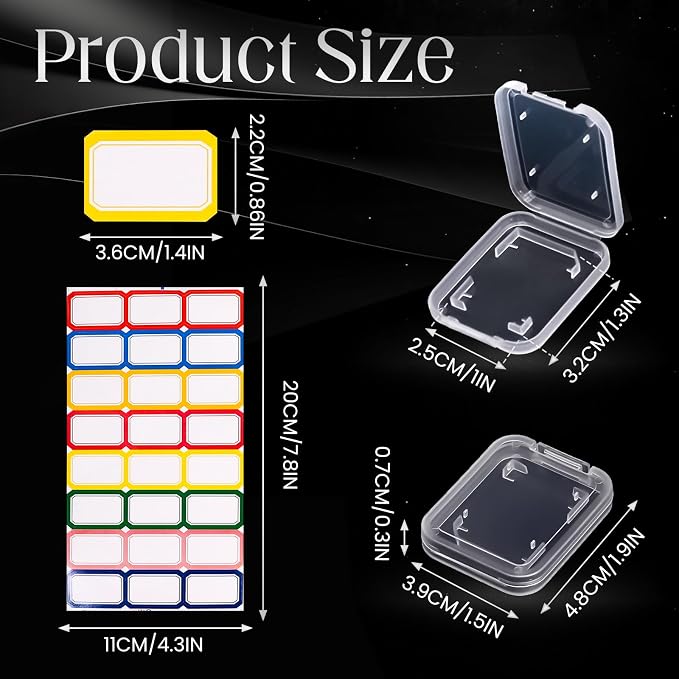 40 Pcs Clear SD Card Holder, Plastic SD Card Case with 48 Pcs Colorful Labels Standard SDHC SDXC Memory Cards Organizer Portable Photography Storage Accessories - Image 2
