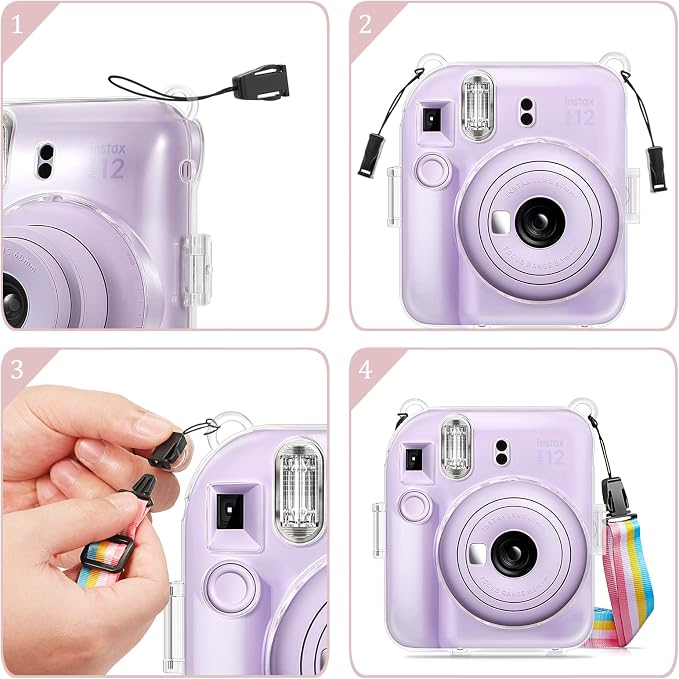 Fintie Protective Case for Fujifilm Instax Mini 12 Instant Camera - Crystal Hard Shell Cover with Upgraded Film Pocket for Storing Photos & Removable Shoulder Strap | Crystal Hard Shell Cover, Back Films Pocket, Adjustable Shoulder Strap, Scratch Pesis... - Image 7