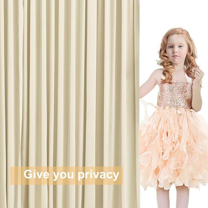 10 Panels Backdrop Curtains for Wedding Party Wrinkle Free Beige Backdrops Curtain Drapes Fabric Decorations Photo Back Drop Cloth for Baby Shower Photography Stage Reception 50ft(W) x 12ft(H) - Image 8