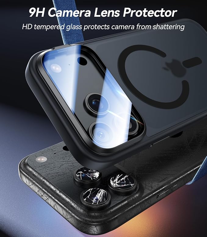 VOFATA [Upgraded Full Camera Protection] for iPhone 17 Pro Case with Camera Cover Stand [Fit for MagSafe][10FT Mil-Grade Protection] Translucent Magnetic iPhone 17 Pro Phone Case, Black - Image 2
