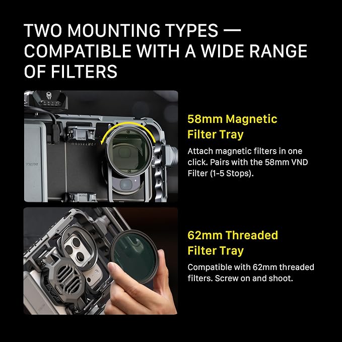 Tilta Khronos Universal Smartphone Case Ultimate Kit | USB-C Hub | Cooling System | Adjustable NATO Handle | ARCA Adapter | 58mm Variable ND Filter | 62mm Filter Tray | Filmmaking Cage | Space Gray - Image 4