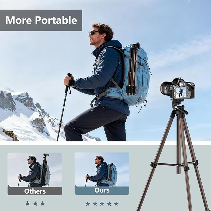 71 Inch Lightweight Camera & Phone Tripod with Wireless Remote (Rose Gold) | Comes with phone holder and carry bag,travel-friendly,2-in-1 selfie stick and tripod design,Aluminum portable alloy body - Image 3
