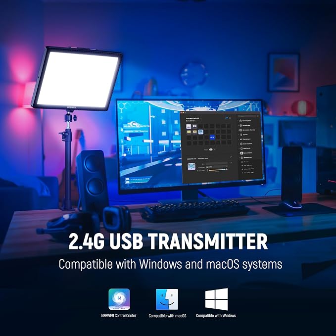 NEEWER 15.5" LED Streaming Key Light, Clamp on Desk Panel Video Lighting for Gaming Recording Zoom Call, CRI97+, 2.4G PC/Mac iOS/Android APP Control, Compatible with Elgato Stream Deck, GL1 PRO Black | Video Lighting Gaming Recording Zoom Call, CRI97+,... - Image 5