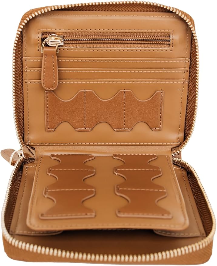 Compact Memory Card Holder & Battery Organizer Slim Travel Case with Secure Pockets for SD, MicroSD, and Camera Batteries Durable Protective Storage Wallet for Photographers On-The-Go – Brown by RubyandRae