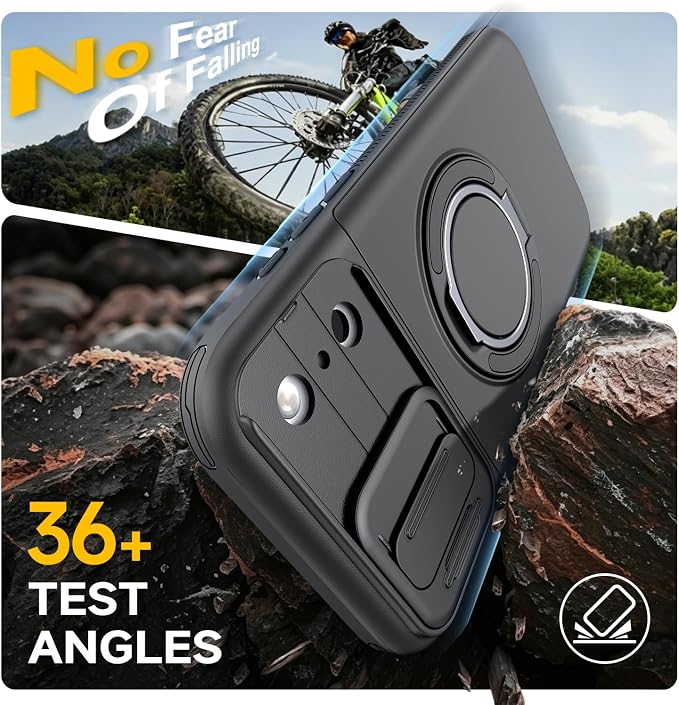 for iPhone 17 Pro Wallet Case with Card Holder Slide Camera Cover Ring Stand Kickstand Heavy Duty Protective Case with Screen Protector for iPhone 17 Pro （Black - Image 8