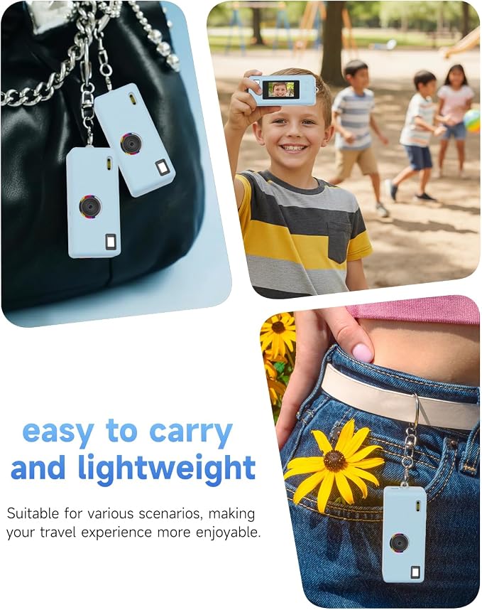 Silicone Case for Kodak CHARMERA Keychain Digital Blind Box accessories,Soft Silicone Protective Case,Comes with Screen Protectors and Wrist Strap - Blue - Image 3