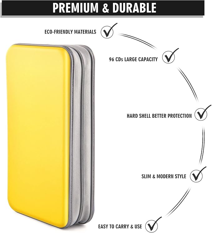 96‑Capacity Hard Plastic CD/DVD Binder for Car, Home & Travel | Zipper‑DVD Organizer, Scratch‑Resistant Sleeves Shield Discs From Dust & Damp; Stores Music, Video, Gaming & Blu‑ray Discs - Image 3