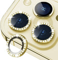 iPhone 13 Pro/13 Pro Max Camera Lens Protector Bling Diamond, Gold | Individual Metal, 9H Hardness, Scratch Resistant, Shockproof, Drop Protection, Case Friendly, Stylish Accessories by Xfilm