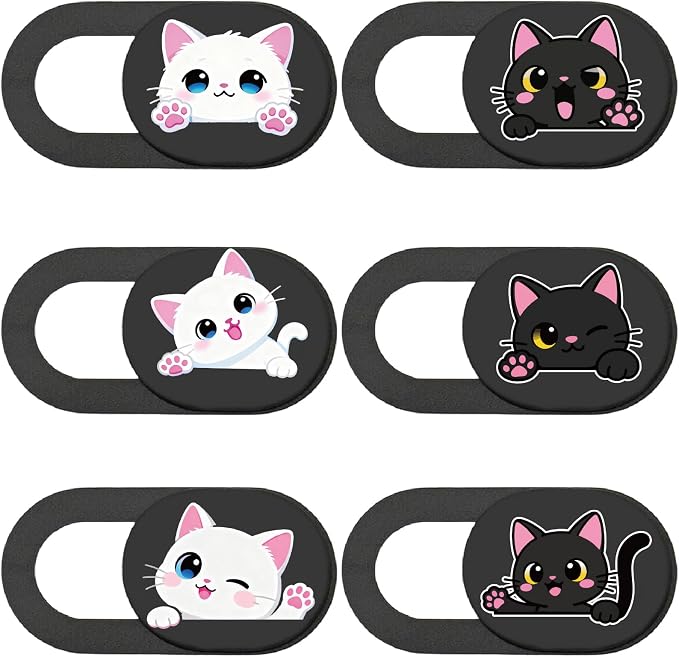 6Pcs 6 Styles Cat Camera Cover Slide Webcam Privacy Cover Cute Cats Design Ultra-Slim Camera Blocker for Laptop Desktop Computer Tablet Phone Notebook Mini PC Accessories Home Office Use by PRESSINART