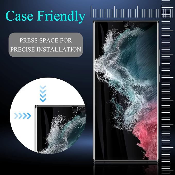 LYWHL [2+2 Pack] for Samsung Galaxy S22 Ultra Privacy Screen Protector, [Compatible Fingerprint] Anti-Spy Full Adhesive Flexible Film + Camera Lens Glass Protector for Galaxy S22 Ultra 6.8” - Image 4