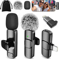 Mini Microphone for iPhone Android - Wireless Lavalier Microphone USB-C Lightning, Noise Cancelling Clip On Mic, 65ft Range, 12H Battery for Video Recording TikTok YouTube Content Creators by SmaFun