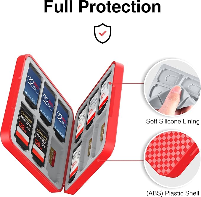 HEIYING Memory SD Card Holder with 24 Card Slots for Micro SD Cards | 12 SD + 12 Micro SD Slots, Magnetic Closure, Compact Portable Storage case with Soft Silicone Interior for Card Protection - Image 4