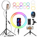 12" Selfie Ring Light with 73" Extendable Tripod Stand and Phone Holder, 38 Color Modes Dimmable RGB Ring Light,3-in-1 Desk & Floor Use for iPhone, Makeup, TikTok, YouTube, Live Streaming by PEYOU