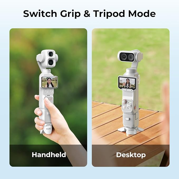 SMALLRIG Auto-Deploy Mini Tripod for DJI Pocket 4P/4/3, for Insta360 Luna | Aluminum Magnetic Mount with 1/4"-20 Screw for Xtra Muse & Action Camera, Compact Travel Vlog Video Accessories - 6794 - Image 3