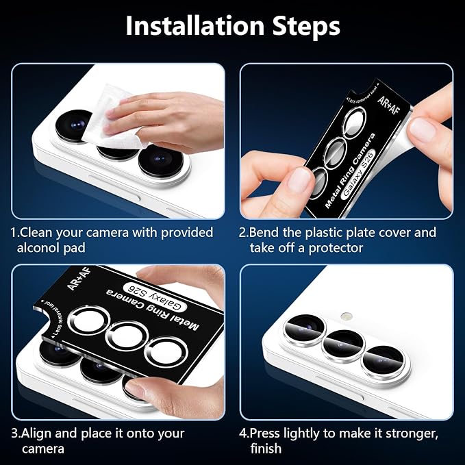 for Samsung Galaxy S26 Camera Lens Protector, Individual Metal Ring Tempered Glass Lens Cover, [Strong Adsorption] Scratch Resistant Ultra-Thin HD Clear Lens Cover, 1 Set-Titanium Silver Ring - Image 7
